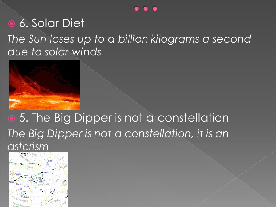  6. Solar Diet The Sun loses up to a billion kilograms a second due to solar winds  5.