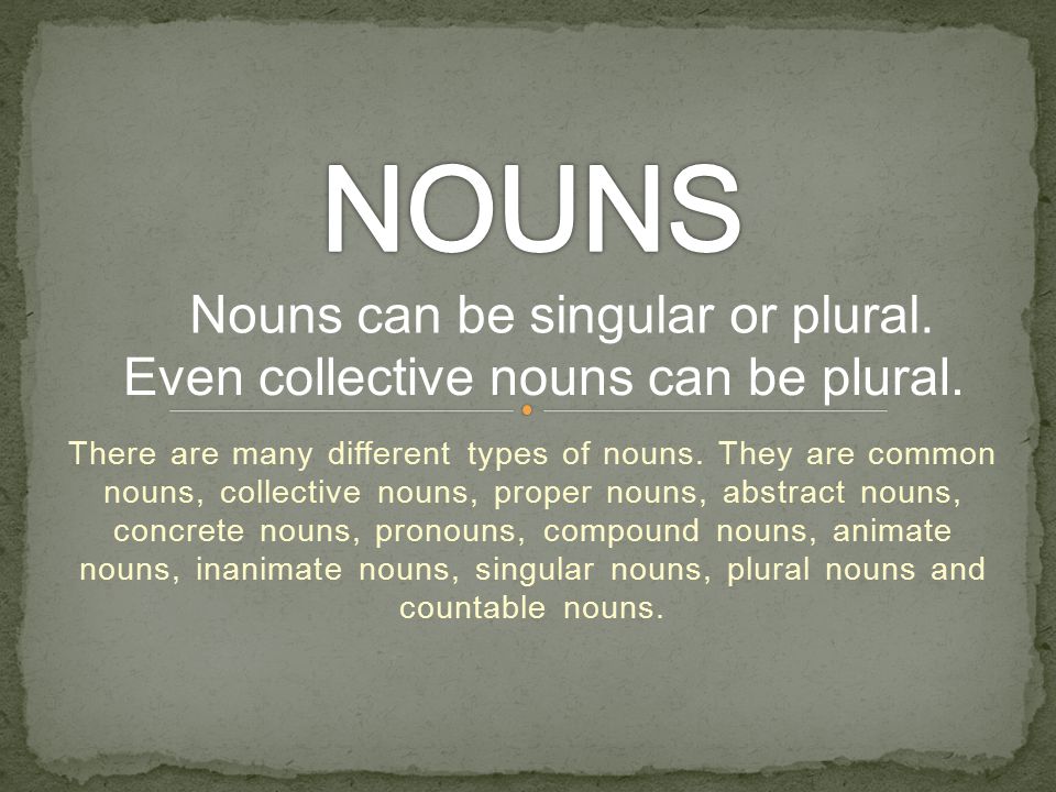 There are many different types of nouns.