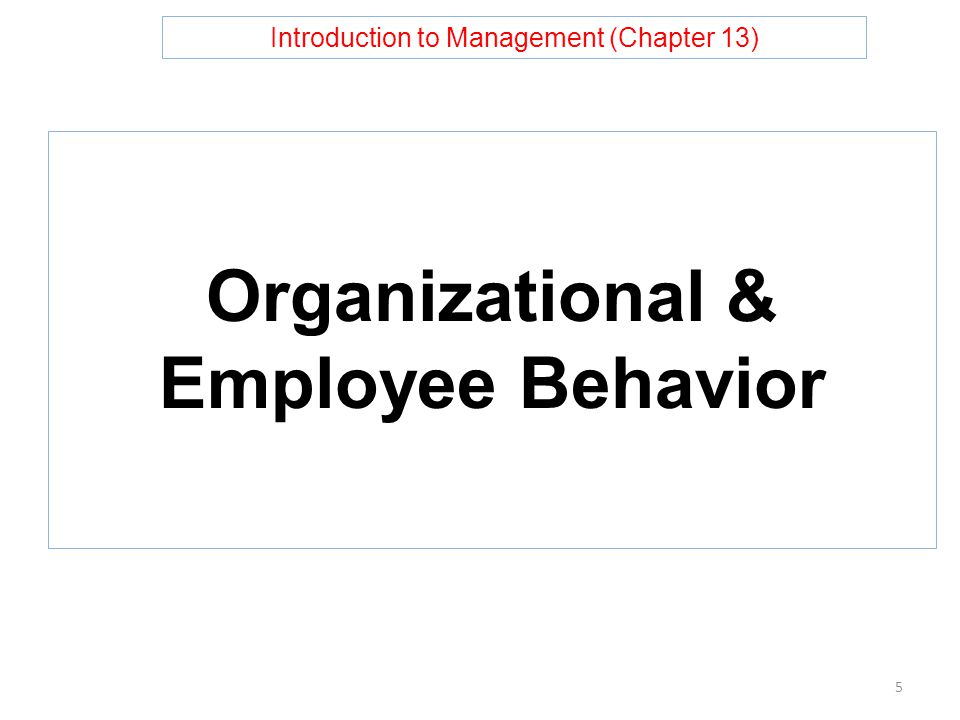 Introduction to Management (Chapter 13) Organizational & Employee Behavior 5