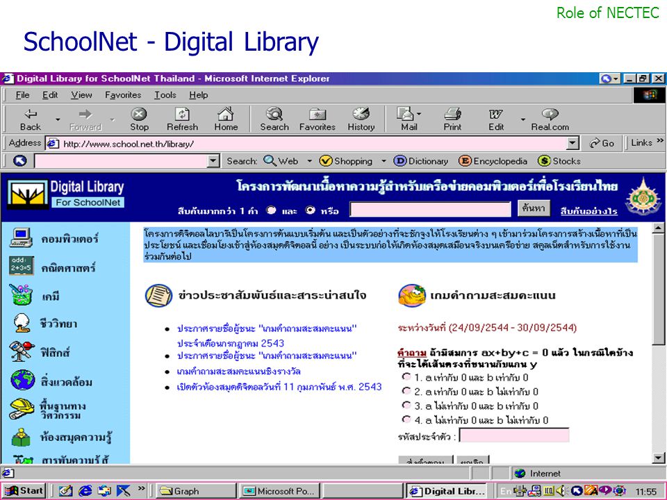 SchoolNet - Digital Library Role of NECTEC