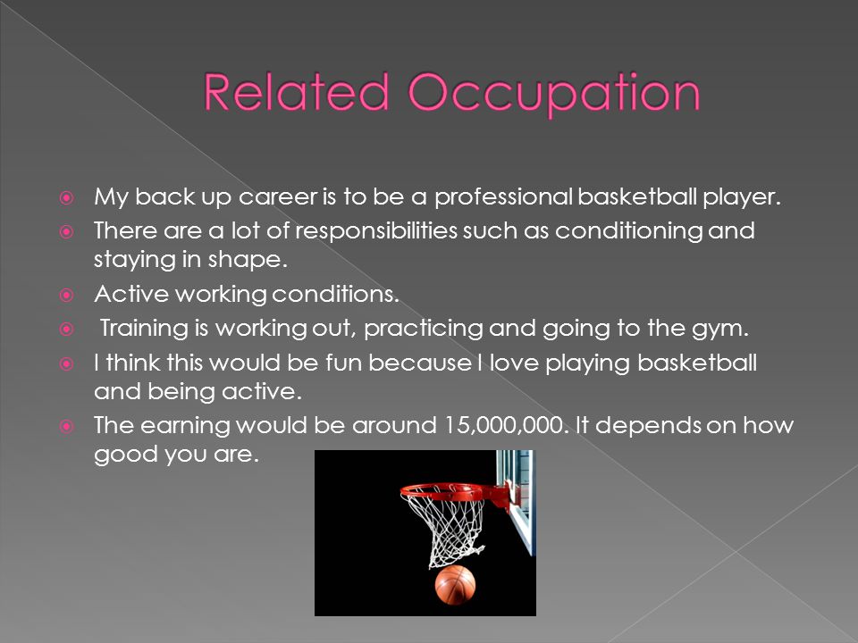  My back up career is to be a professional basketball player.