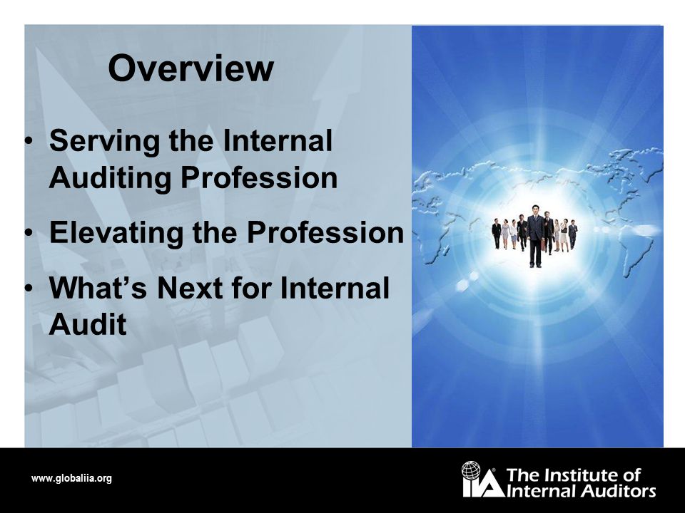 Overview Serving the Internal Auditing Profession Elevating the Profession What’s Next for Internal Audit