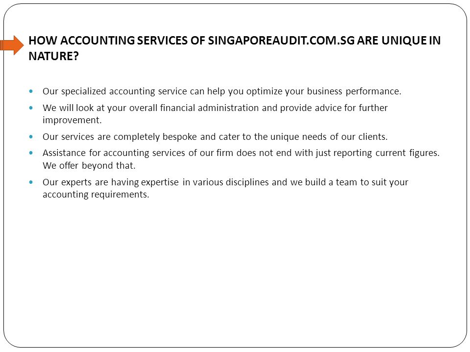 HOW ACCOUNTING SERVICES OF SINGAPOREAUDIT.COM.SG ARE UNIQUE IN NATURE.