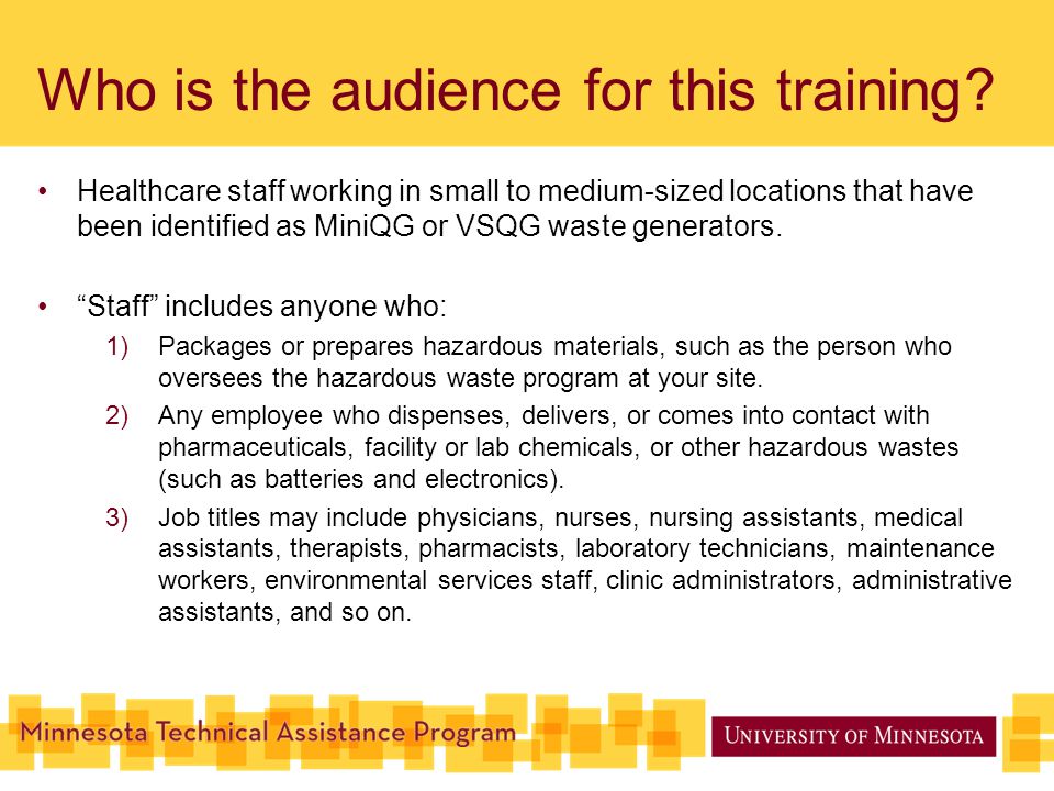 Who is the audience for this training.