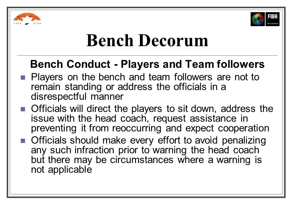 Bench Decorum Definition Appropriate Conduct And Sportsmanlike