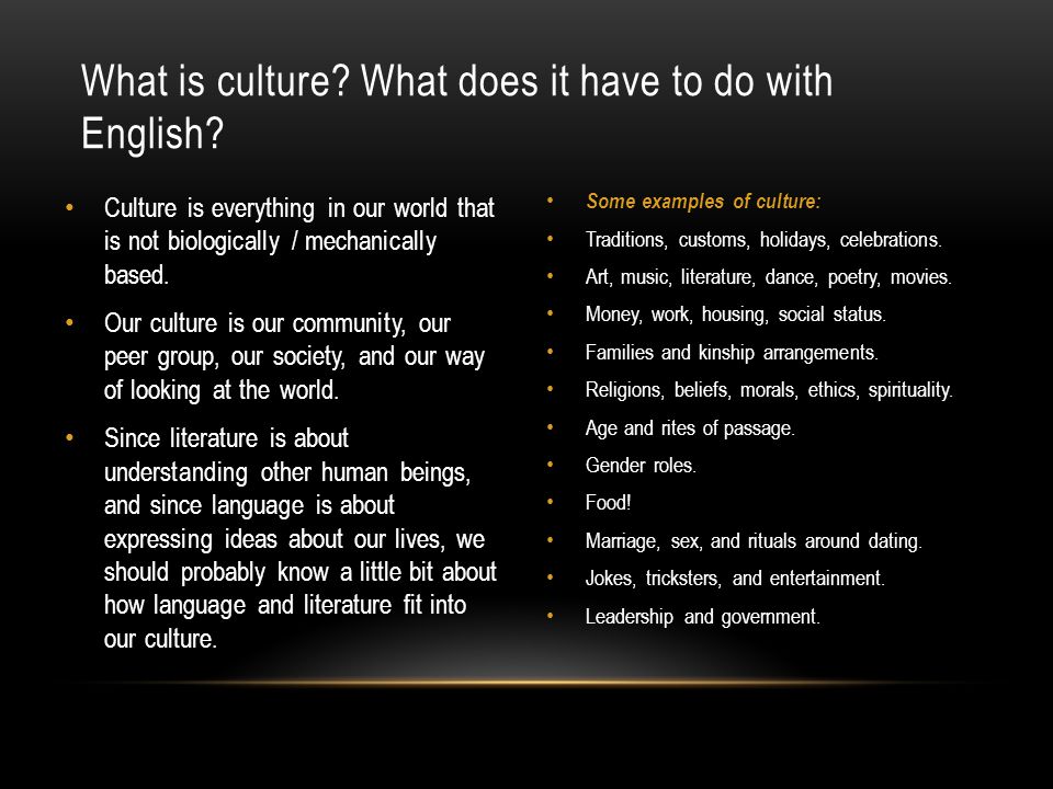 What is culture. What does it have to do with English.