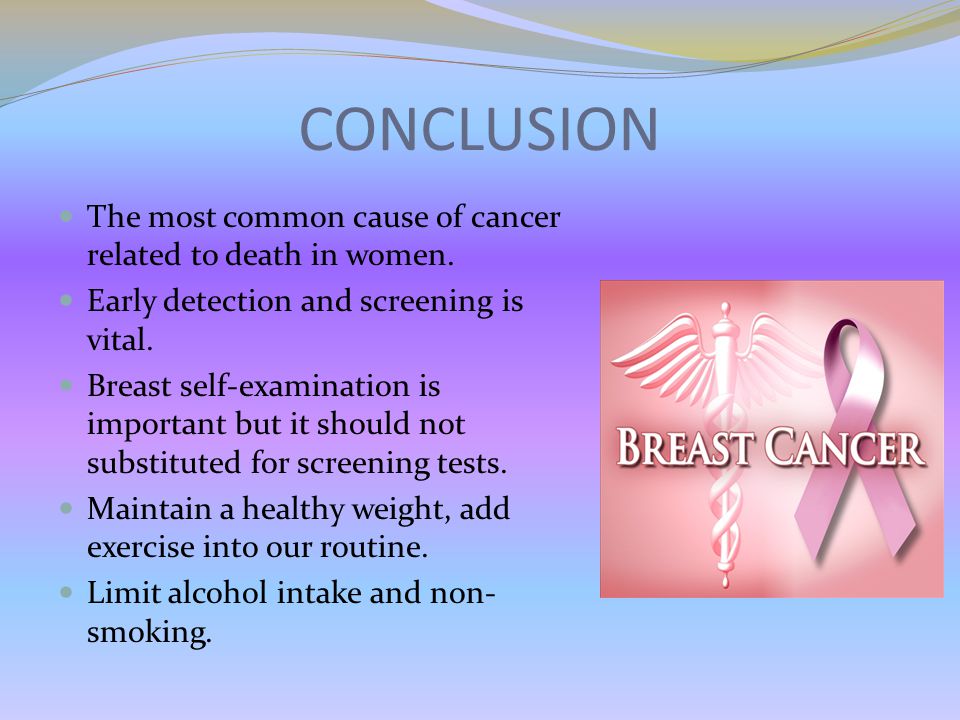 CONCLUSION The most common cause of cancer related to death in women.