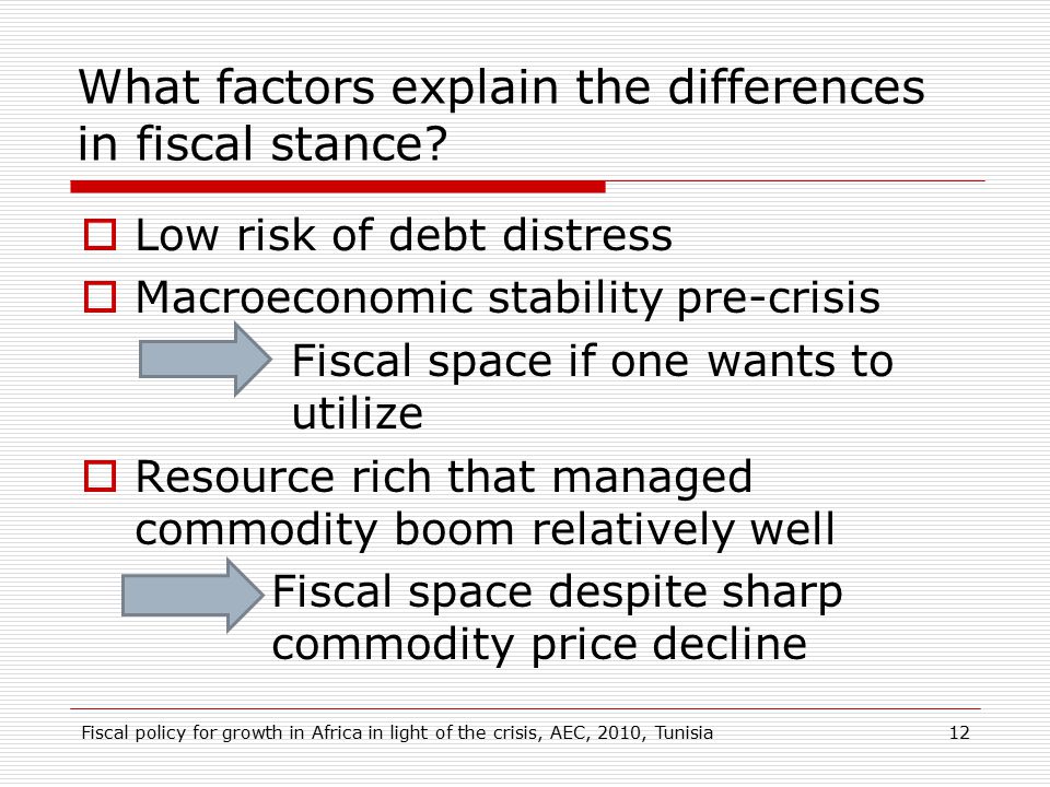 What factors explain the differences in fiscal stance.