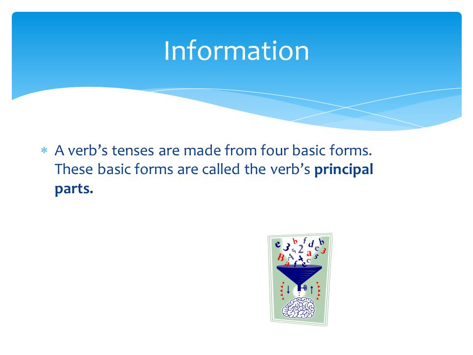  A verb’s tenses are made from four basic forms.