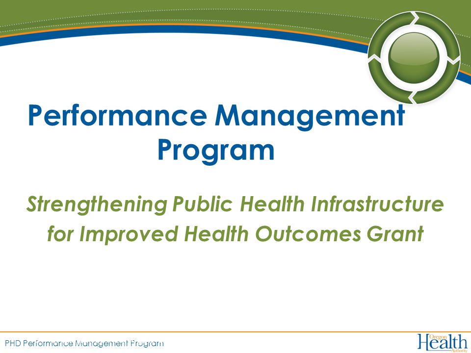 PHD Performance Management Program Strengthening Public Health Infrastructure for Improved Health Outcomes Grant Performance Management Program