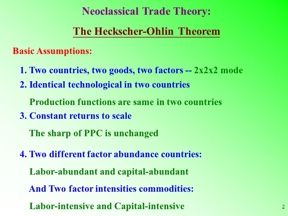 heckscher ohlin theory assumptions