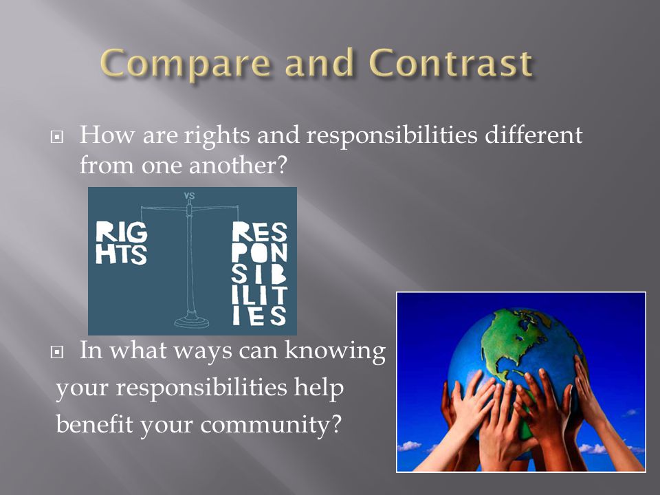  How are rights and responsibilities different from one another.