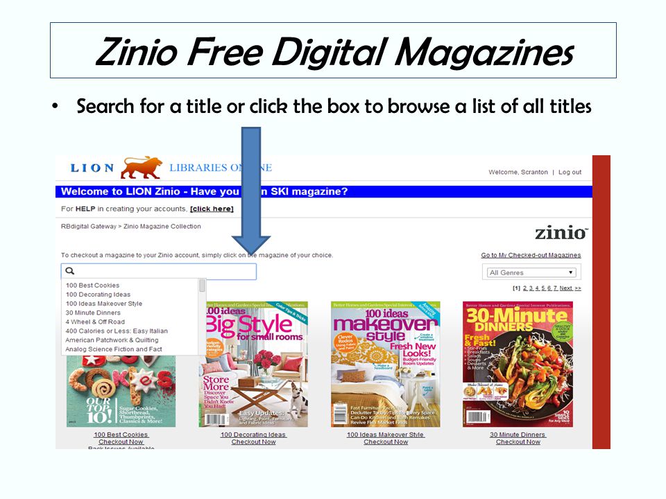 Zinio Free Digital Magazines Search for a title or click the box to browse a list of all titles