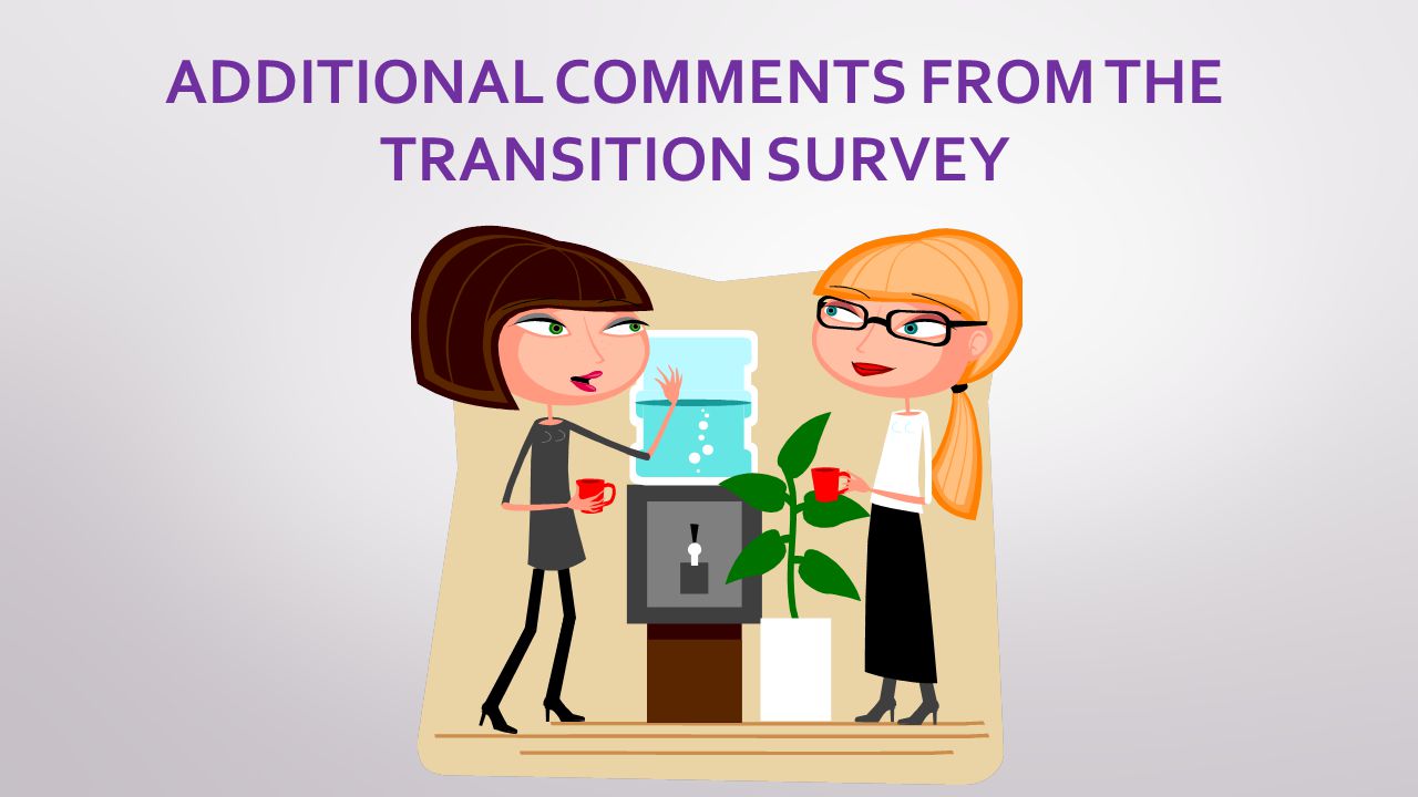 ADDITIONAL COMMENTS FROM THE TRANSITION SURVEY