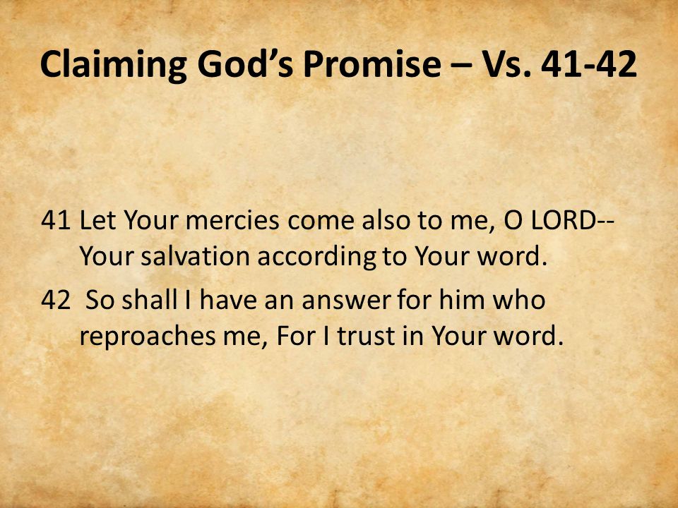 Claiming God’s Promise – Vs.