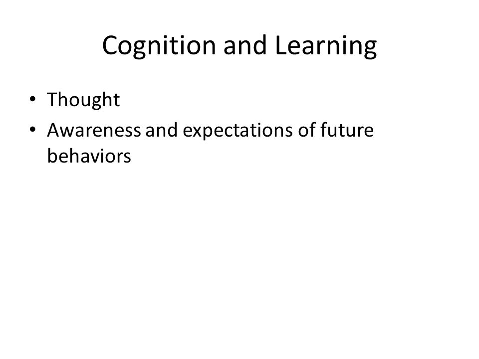 Cognition and Learning Thought Awareness and expectations of future behaviors