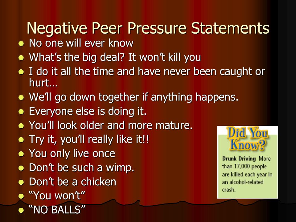 explain ways to resist negative peer pressure