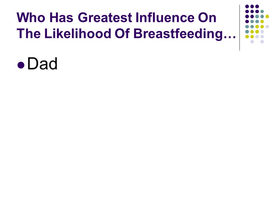 Who Has Greatest Influence On The Likelihood Of Breastfeeding… Dad