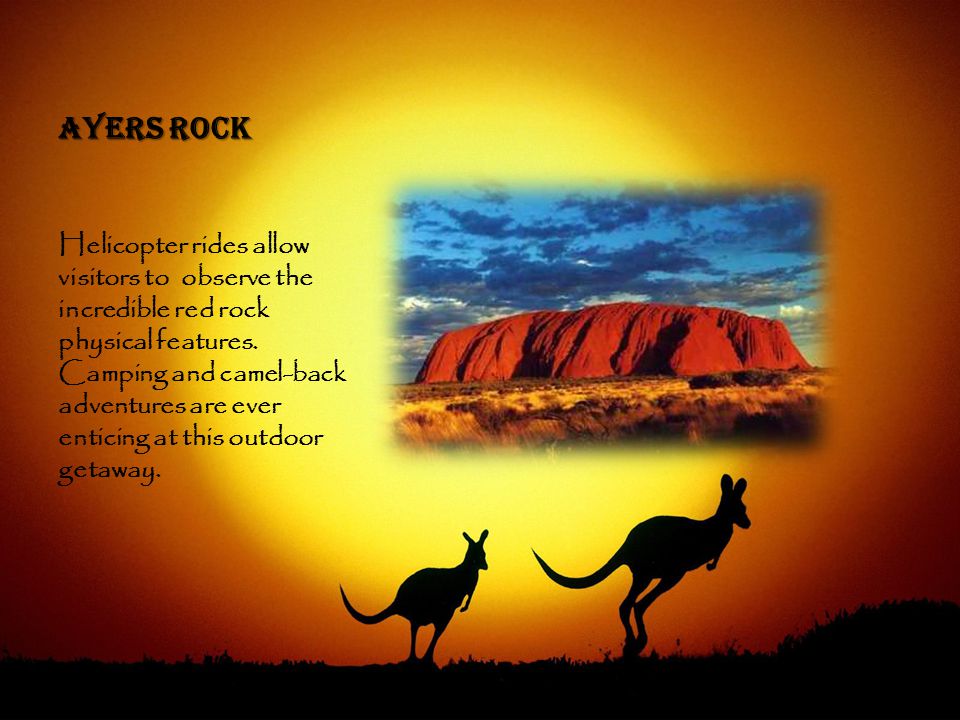 Ayers Rock Helicopter rides allow visitors to observe the incredible red rock physical features.