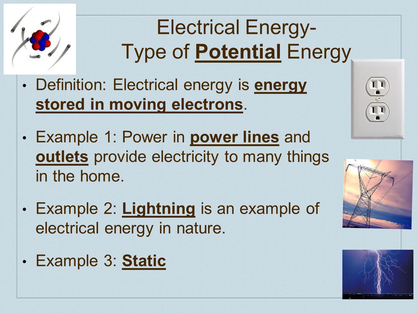 1 energy introduction. energy what do you think of when you hear