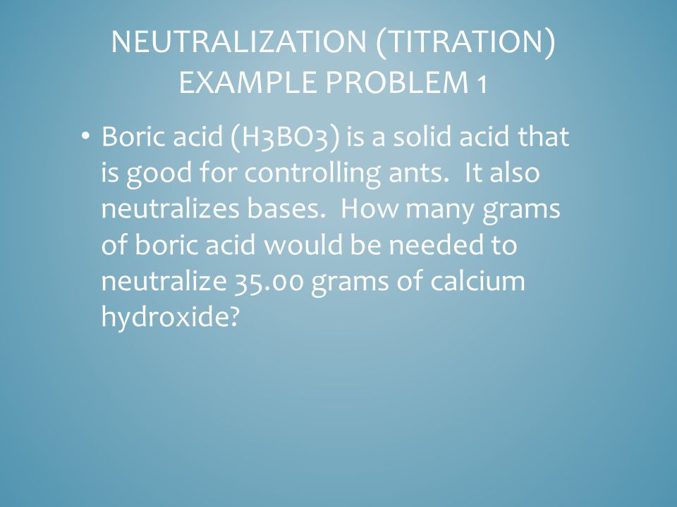 Boric acid (H3BO3) is a solid acid that is good for controlling ants.
