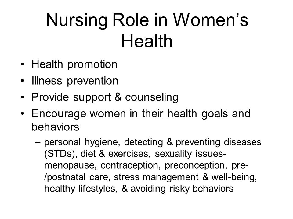 Reproductive Health Ch 46 47. Nursing Role in Women s Health