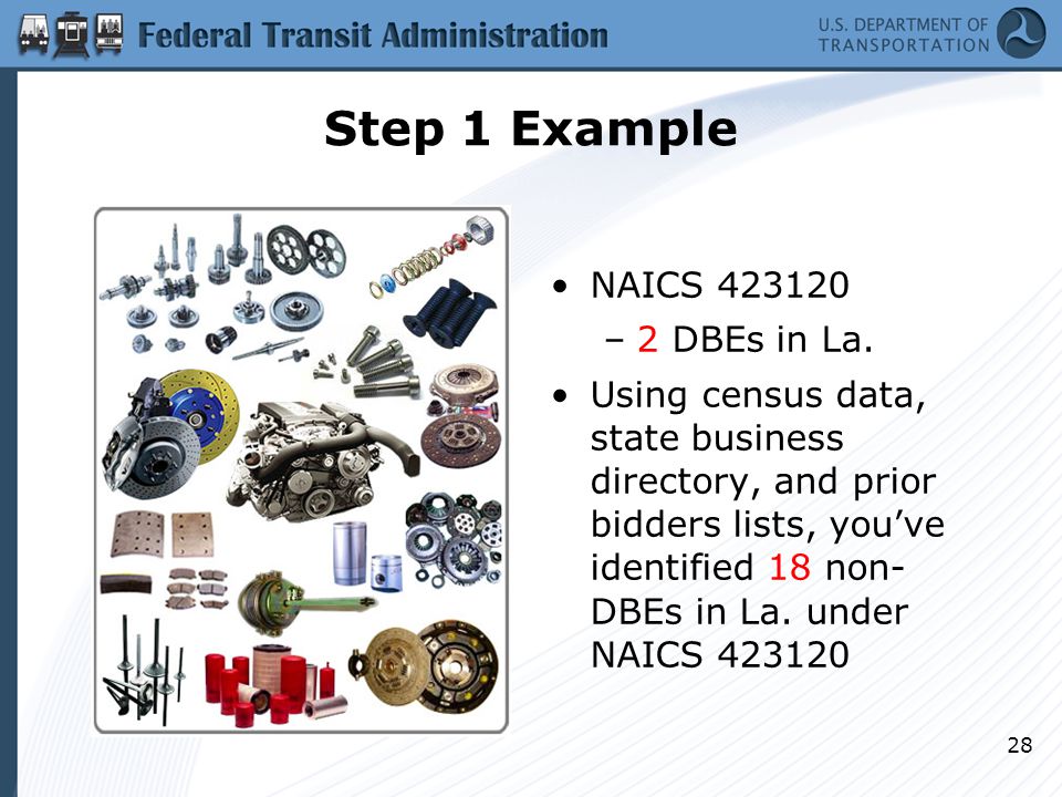 Step 1 Example NAICS –2 DBEs in La.
