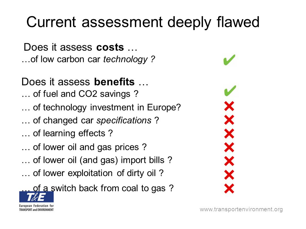 Current assessment deeply flawed Does it assess costs … Does it assess benefits … … of technology investment in Europe.