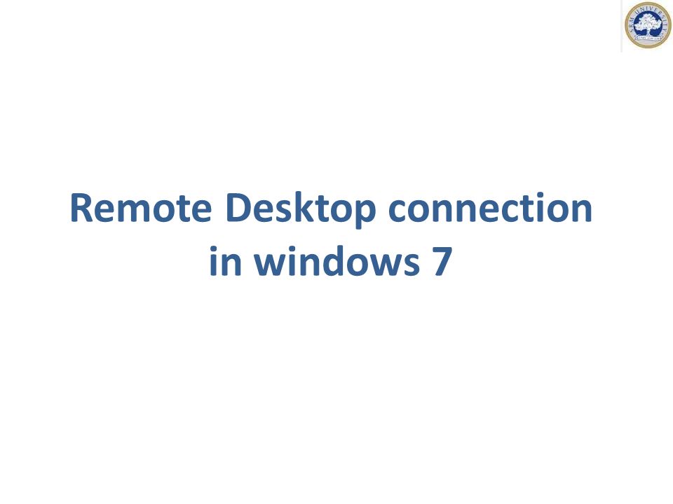 Remote Desktop connection in windows 7