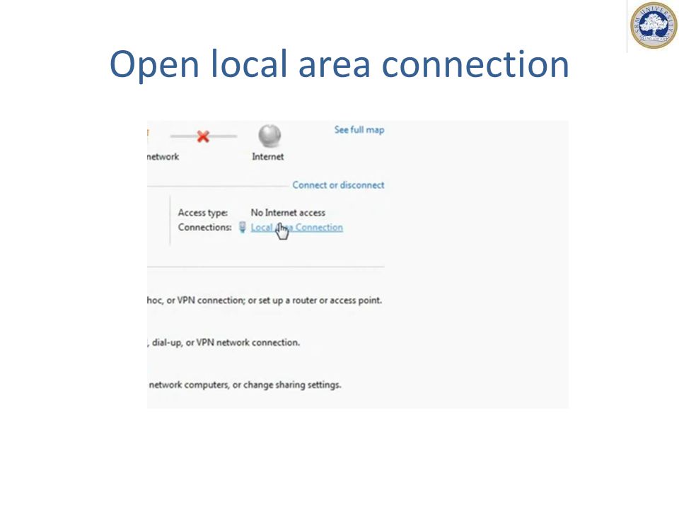 Open local area connection