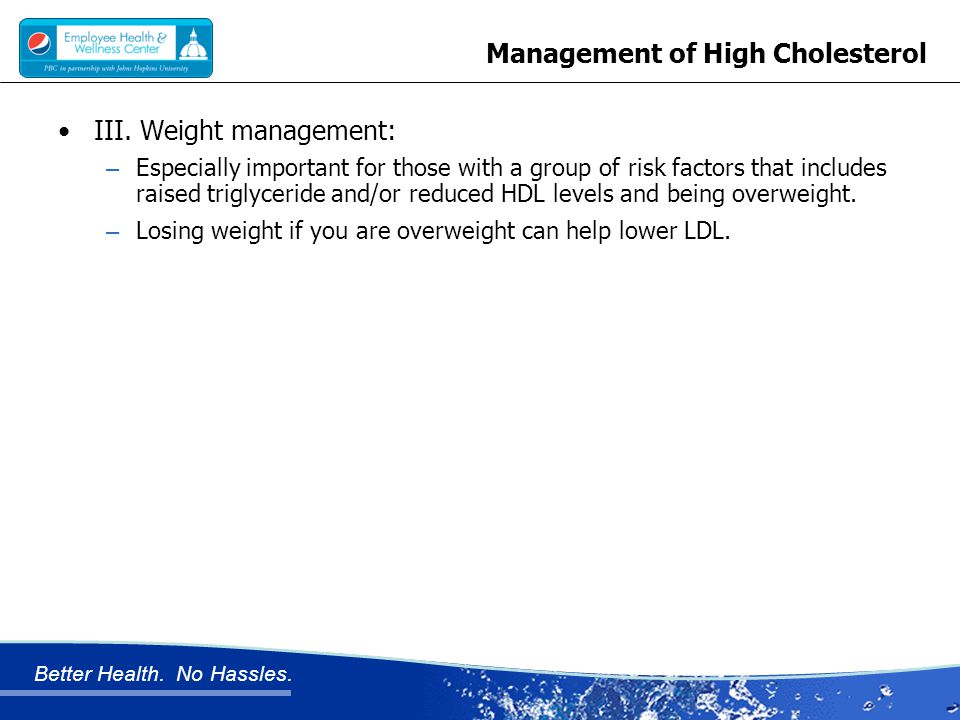 Better Health. No Hassles. Management of High Cholesterol III.