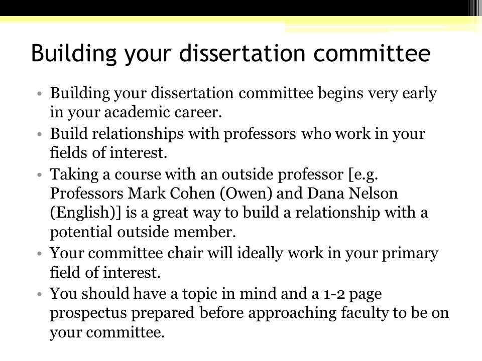 Ask faculty dissertation committee chair