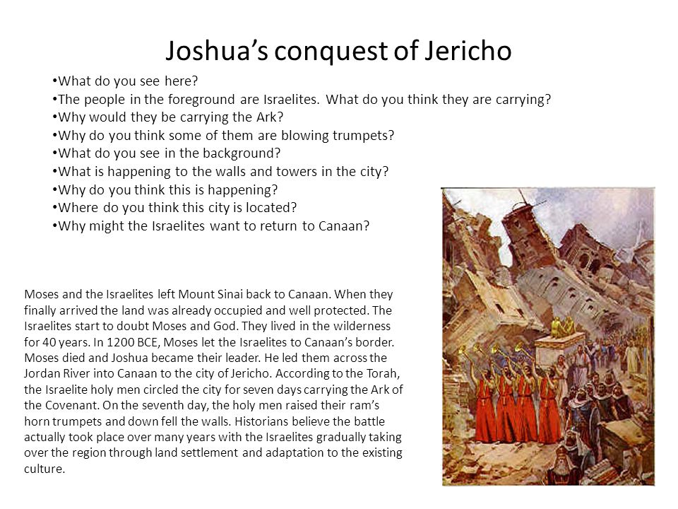 Joshua’s conquest of Jericho What do you see here.