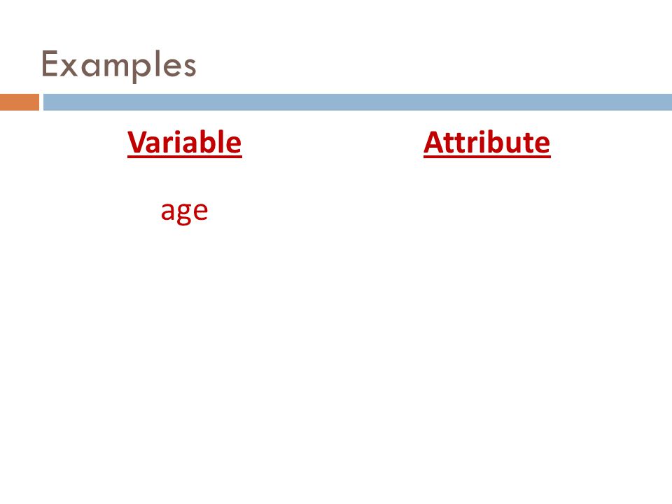Examples VariableAttribute age