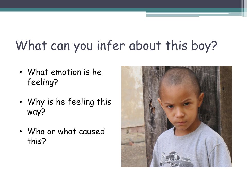 What can you infer about this boy. What emotion is he feeling.
