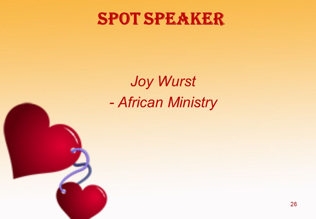 Spot Speaker Joy Wurst - African Ministry 26