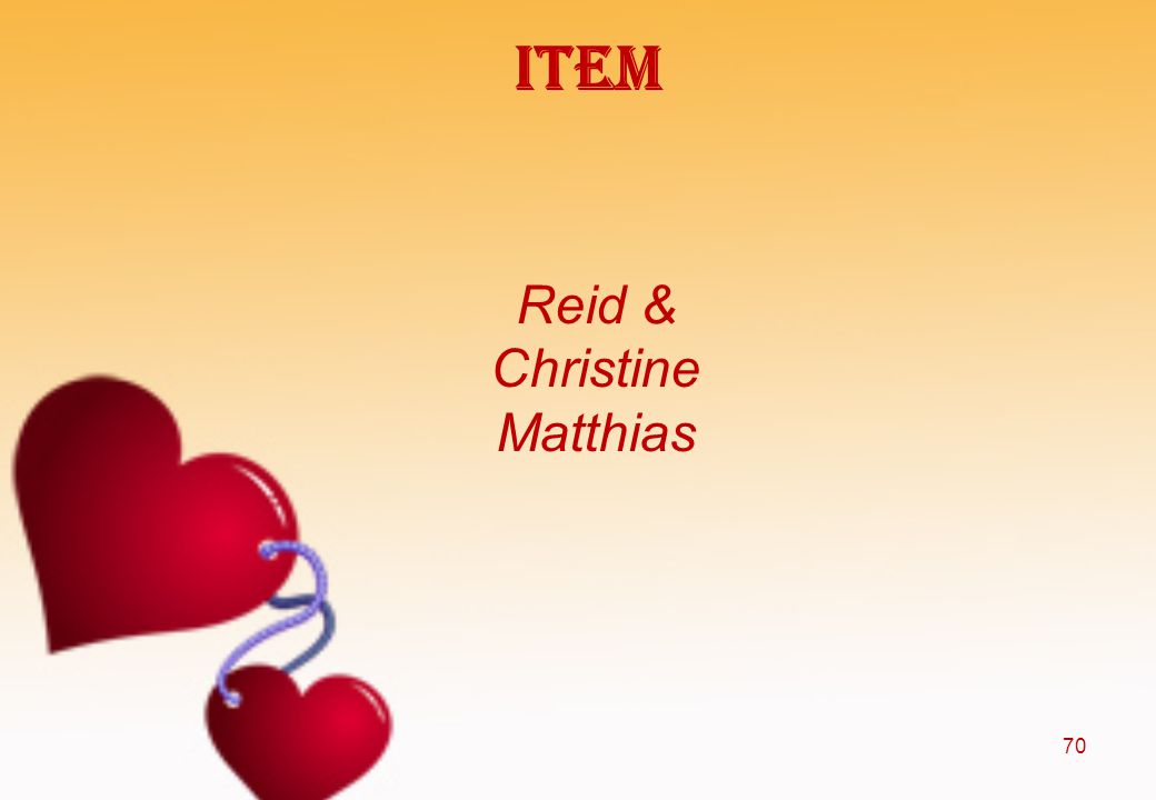 Item Reid & Christine Matthias 70