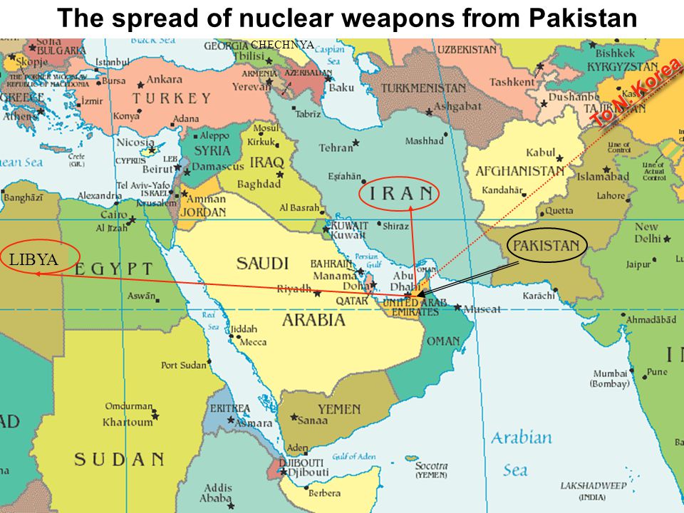 The spread of nuclear weapons from Pakistan LIBYA CHECHNYA To N. Korea