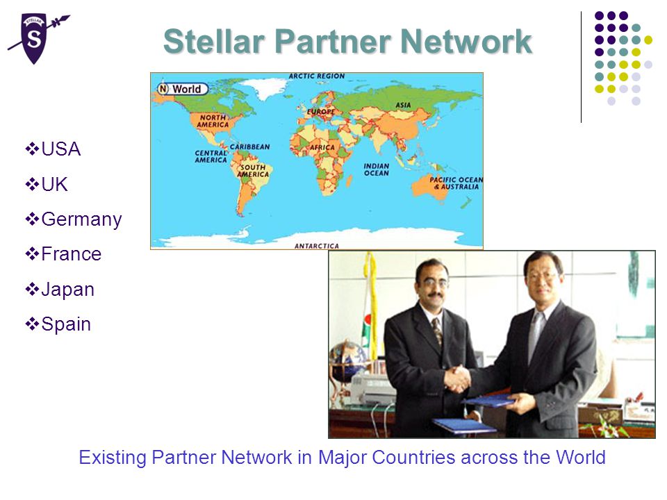 Existing Partner Network in Major Countries across the World  USA  UK  Germany  France  Japan  Spain Stellar Partner Network