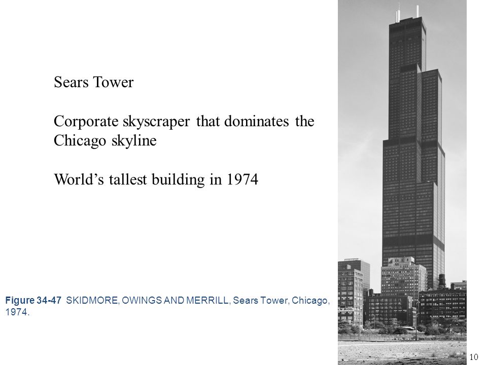 10 Figure SKIDMORE, OWINGS AND MERRILL, Sears Tower, Chicago, 1974.