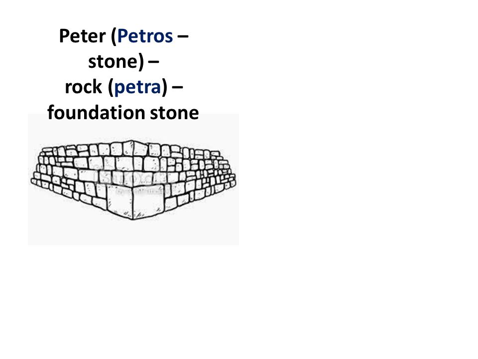 Peter (Petros – stone) – rock (petra) – foundation stone