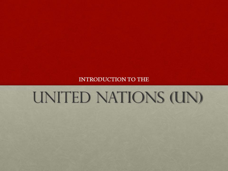 UNITED NATIONS (UN) INTRODUCTION TO THE