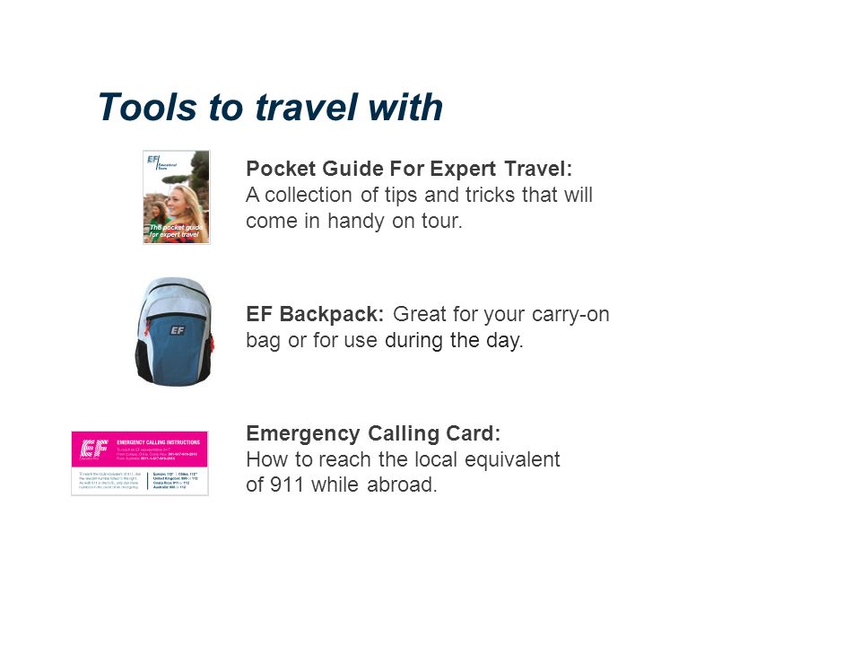 Pocket Guide For Expert Travel: A collection of tips and tricks that will come in handy on tour.