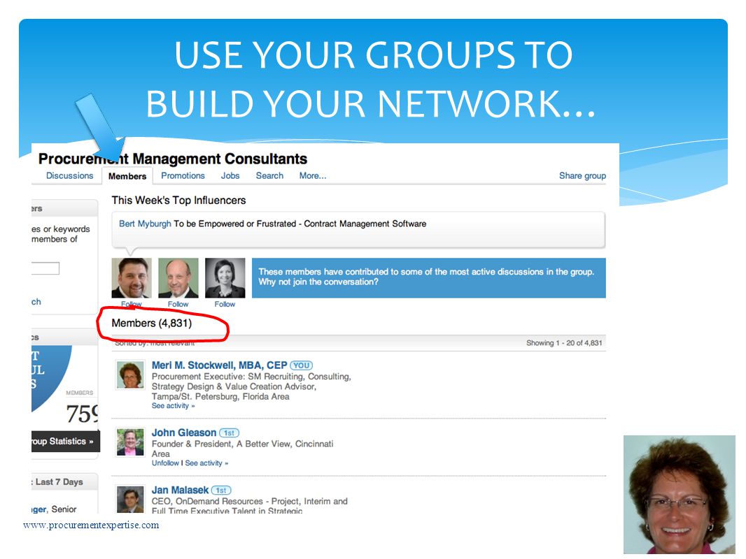 USE YOUR GROUPS TO BUILD YOUR NETWORK…