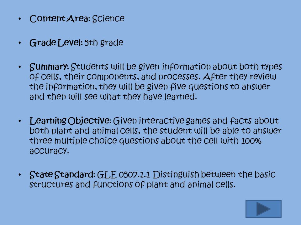 Haley Shackelford Content Area Science Grade Level 5th Grade Summary Students Will Be Given Information About Both Types Of Cells Their Components Ppt Download