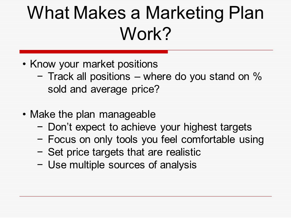 What Makes a Marketing Plan Work.