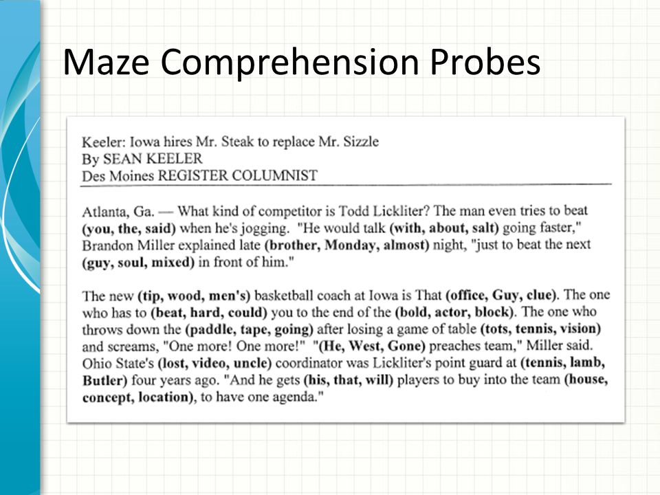 Maze Comprehension Probes