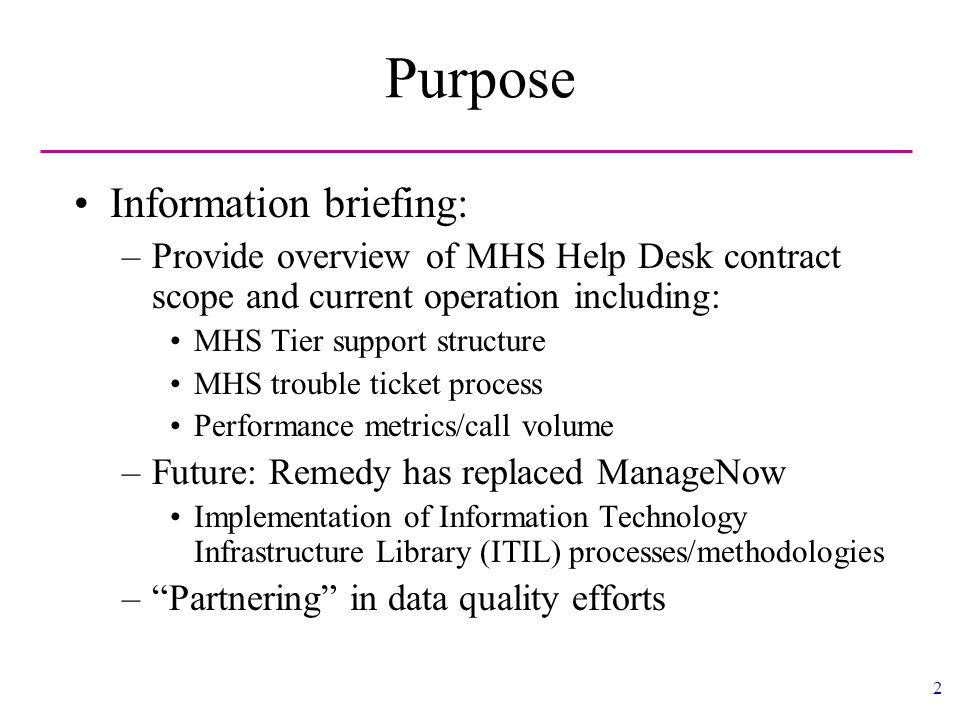 Mhs Help Desk Overview For Tricare Data Quality Course September