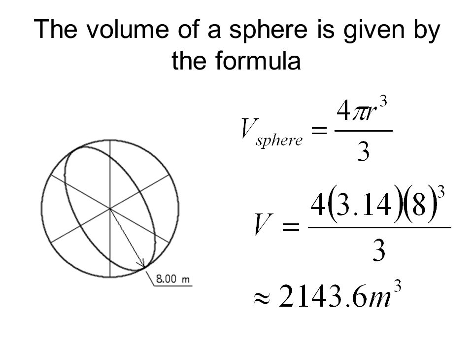 The volume of a sphere is given by the formula