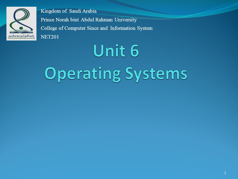1 Kingdom of Saudi Arabia Prince Norah bint Abdul Rahman University College of Computer Since and Information System NET201